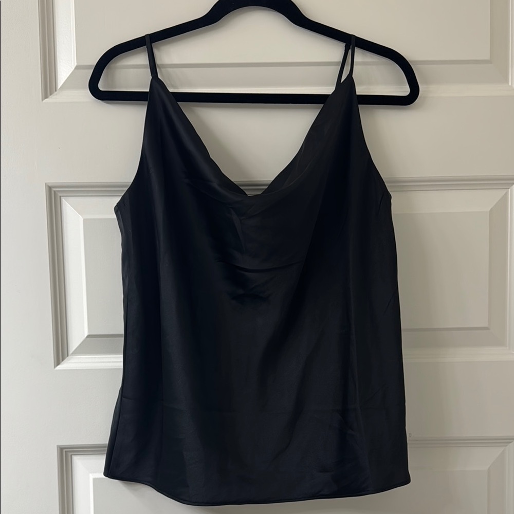 Black Cowl-Neck Silky Camisole